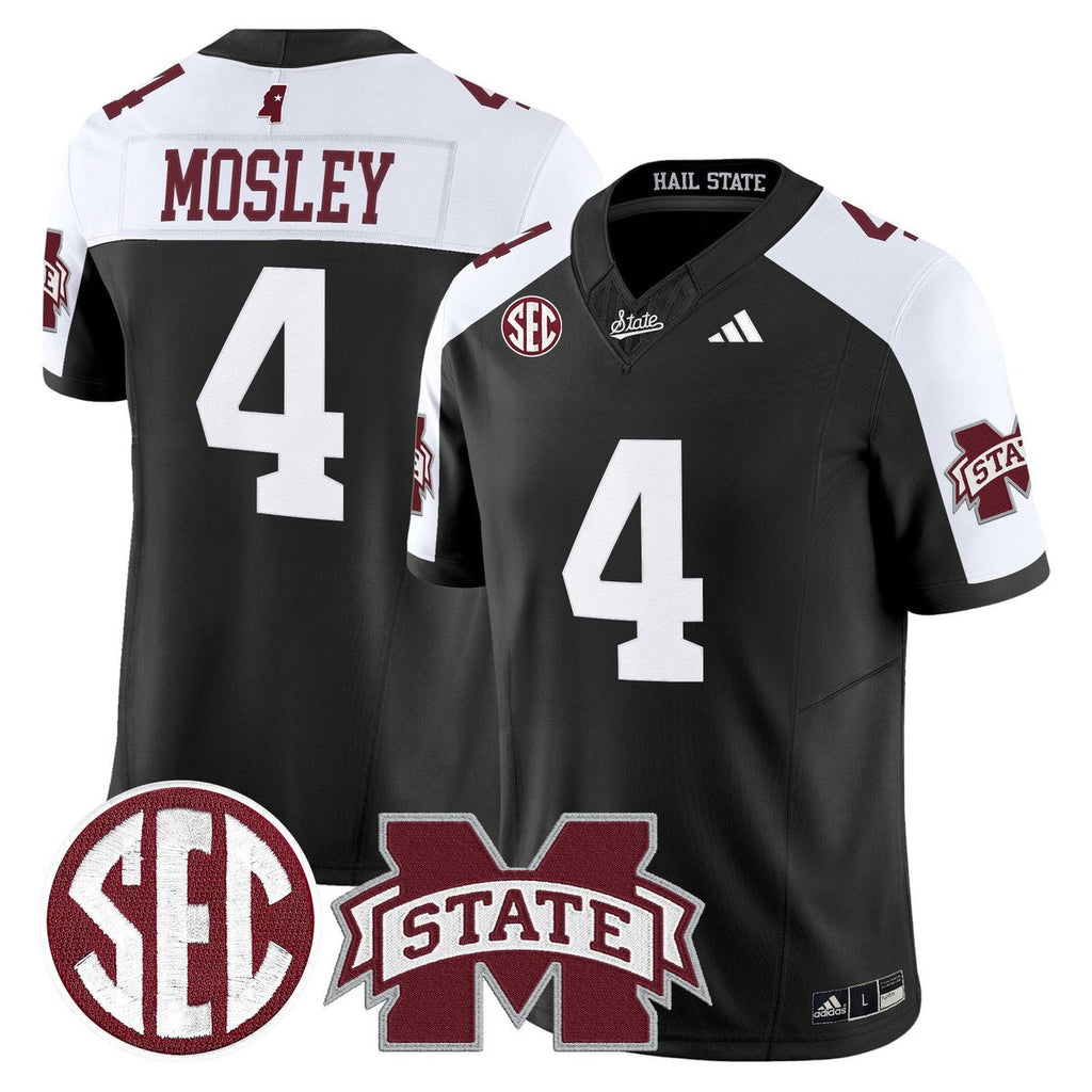 Jordan Mosley Jersey #4 Mississippi State Bulldogs Dark Mode Stitched