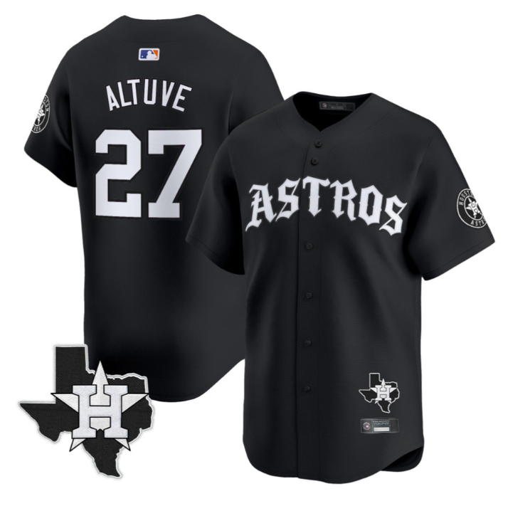 José Altuve Jersey #27 Houston Astros Old English Edition Stitched