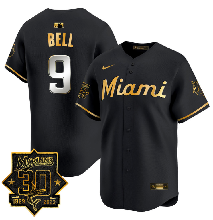 Josh Bell Jersey #9 Miami Marlins 30 Seasons Anniversary Patch Limited Stitched
