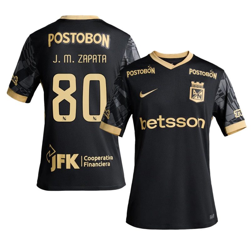 Juan Zapata 80 Atlético Nacional 2025-26 Away Men Jersey – Black