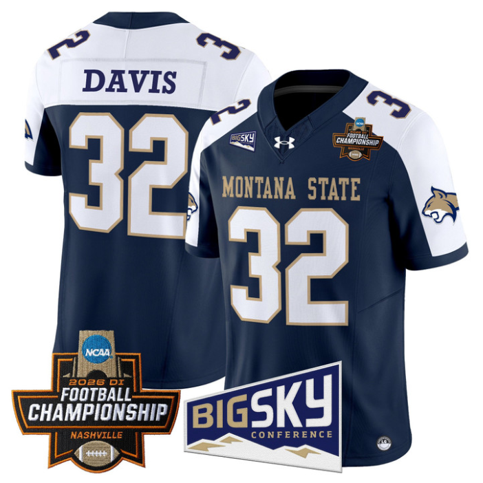 Julius Davis Jersey #32 Montana State Bobcats 2026 Football Championship Navy Alternate