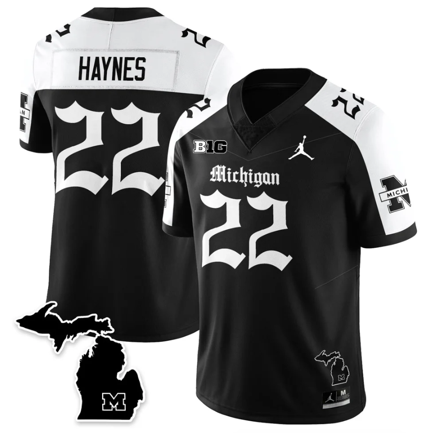 Justice Haynes Jersey #22 Michigan Wolverines Gothic Vapor Stitched