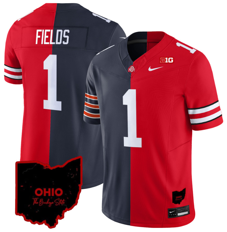 Justin Fields Jersey Bears #1 Ohio State Buckeyes Split Vapor Football Stitched