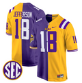 Justin Jefferson Jersey #18 LSU Tiger Split Game College Football All Stitched