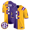 Justin Jefferson Jersey #2 LSU Tiger Split Game College Football All Stitched