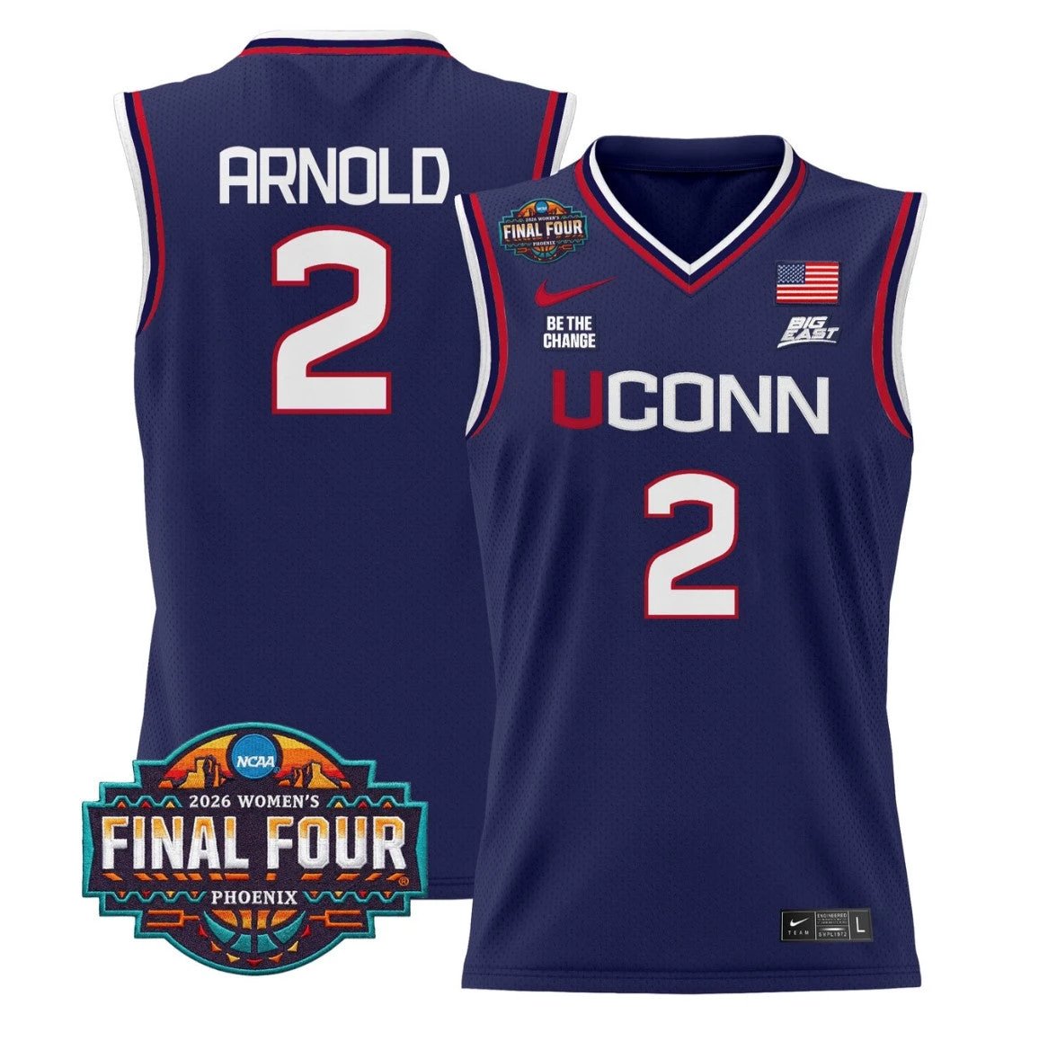 KK Arnold Jersey #2 UConn Huskies 2026 Tournament Final Four Stitched Navy