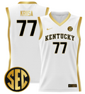 Kerr Kriisa Jersey #77 Kentucky Wildcats Lightweight Basketball White Gold