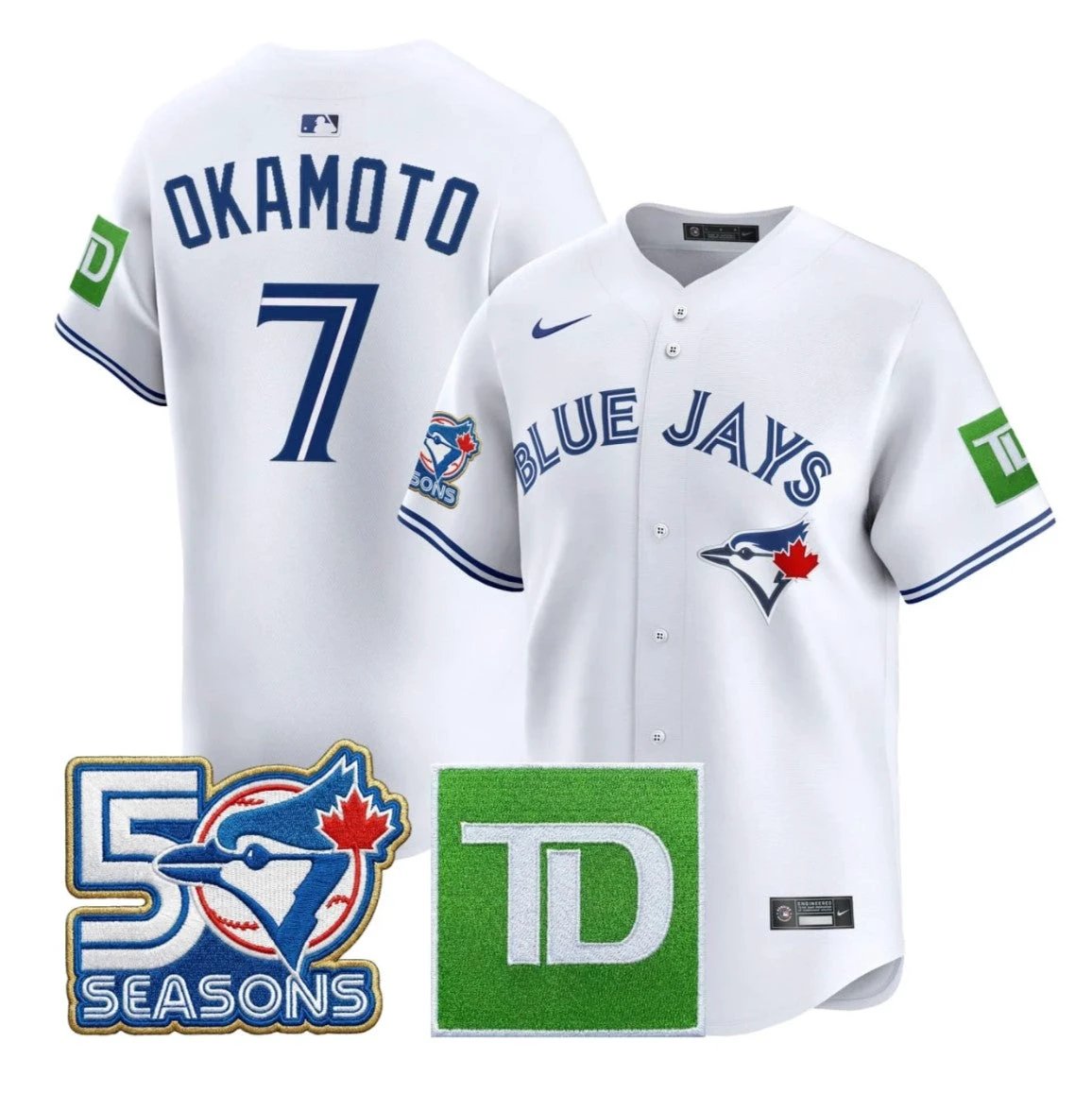Kazuma Okamoto #7 Toronto Blue Jays White Jersey - All Stitched