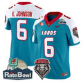 Keagan Johnson Jersey #6 New Mexico Lobos 2025 Rate Bowl Vapor Stitched