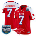 Kevin Jennings Jersey #7 SMU Mustangs 2026 Holiday Bowl Patch Stitched Red Alternate