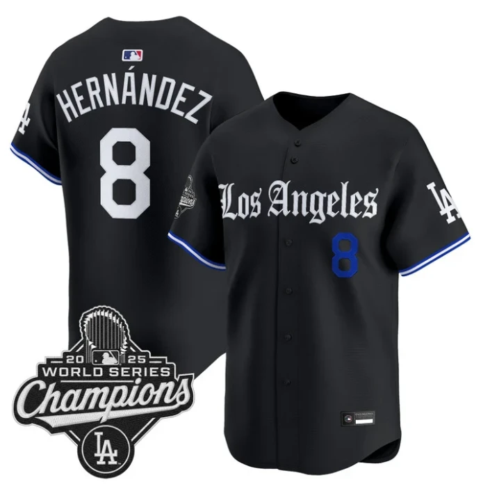 Kike Hernandez Jersey #8 Los Angeles Dodgers Gothic Edition Premier Stitched