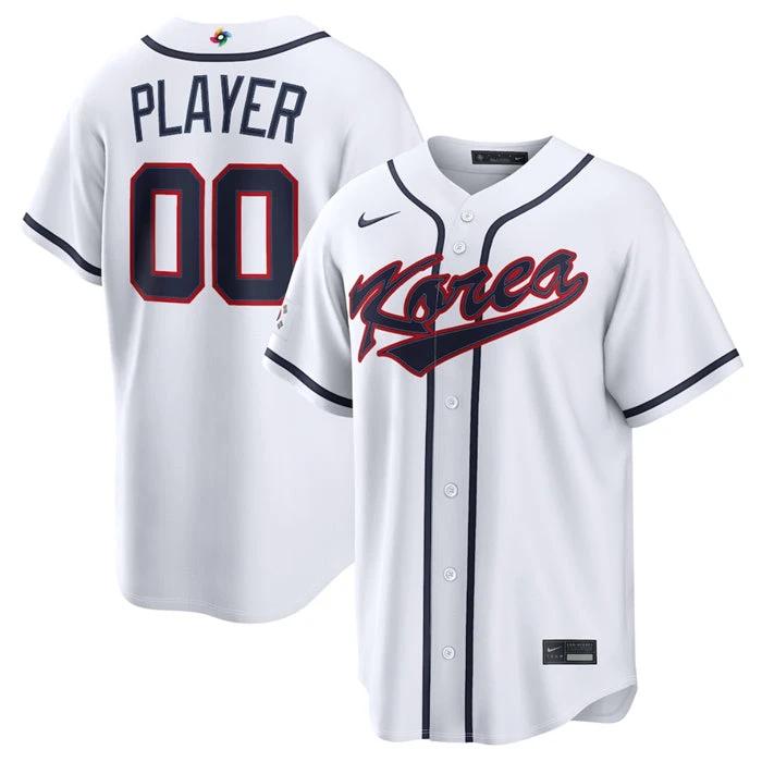 Korea Baseball Jersey Active Player Custom White 2026 World Baseball Classic Home Stadium Stitched