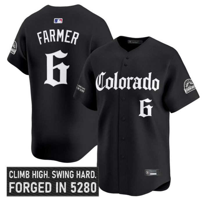 Kyle Farmer Jersey #6 Colorado Rockies Gothic Mile High Shadows Edition