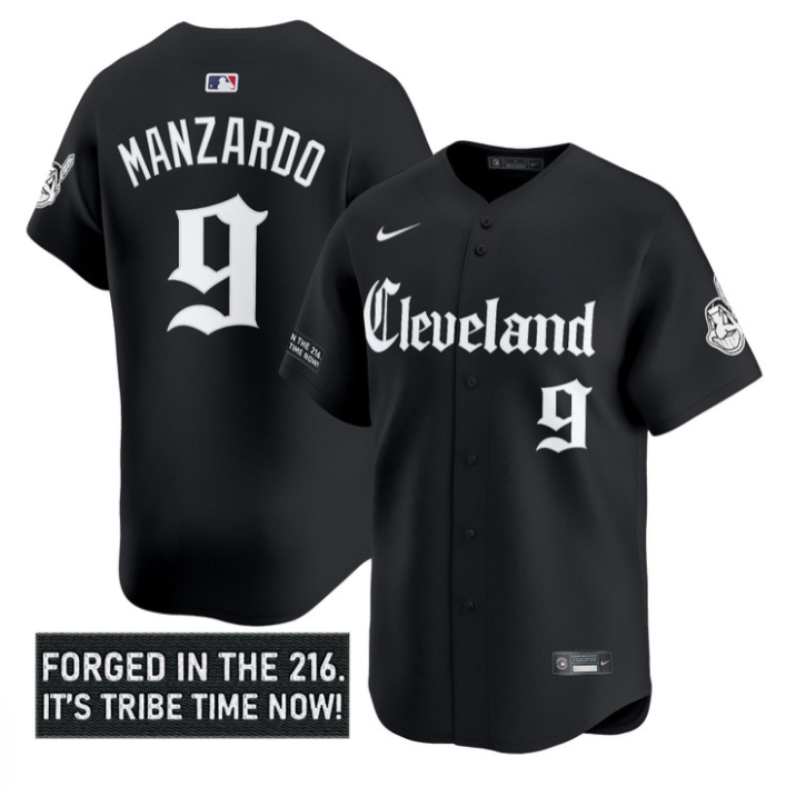 Kyle Manzardo Jersey #9 Cleveland Indians Gothic Iron Edition Stitched
