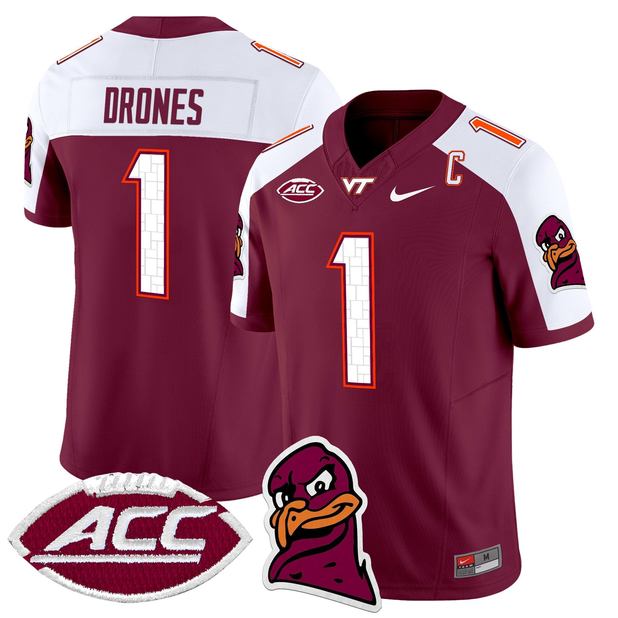 Kyron Drones Jersey #1 Virginia Tech Hokies 2025 Stitched