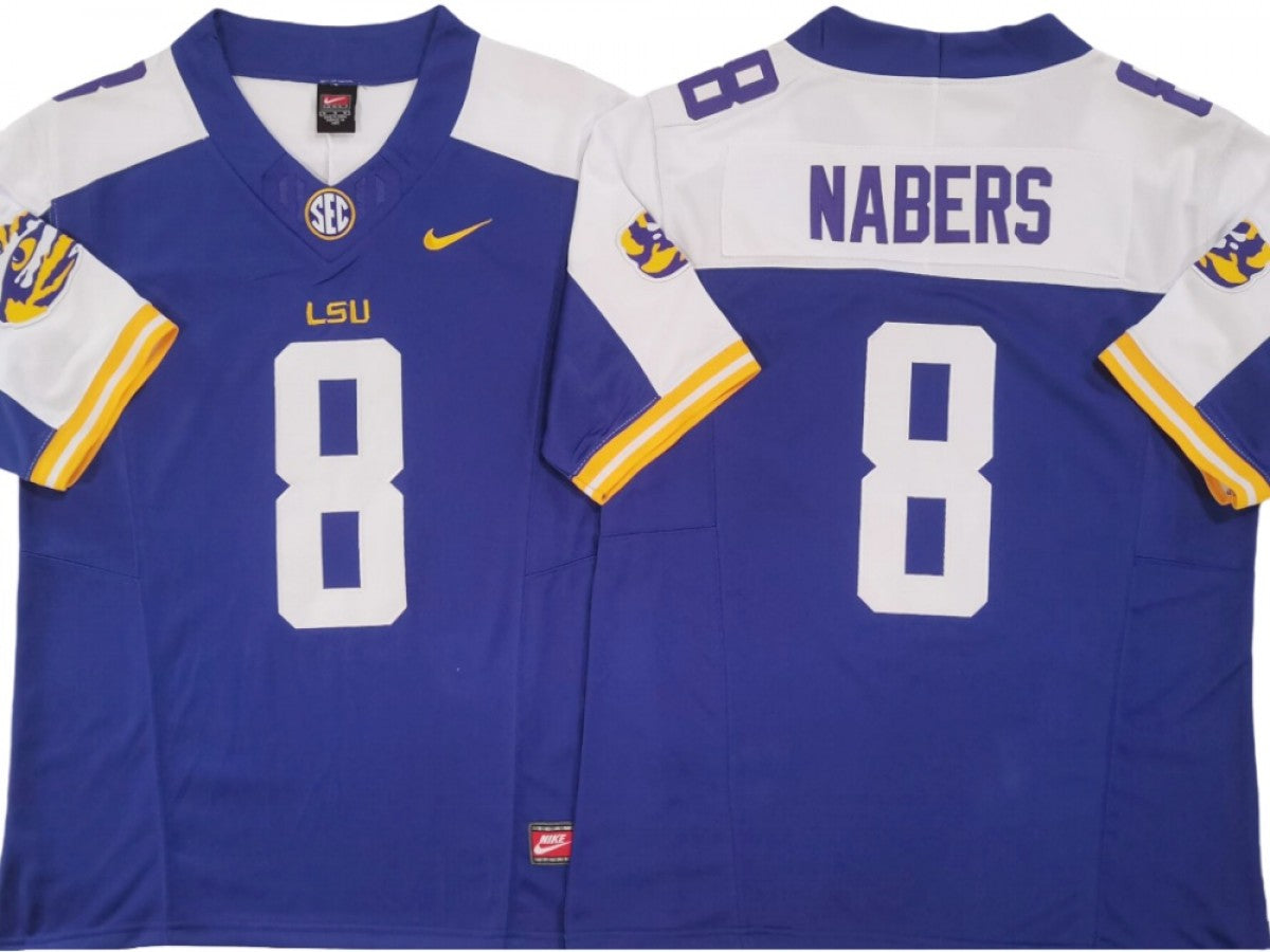 LSU Tigers #8 Malik Nabers Vapor F.U.S.E. Limited Jersey Purple White