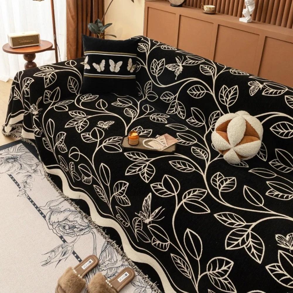 Leaf Inspired Luxury Chenille Sofa Cover
