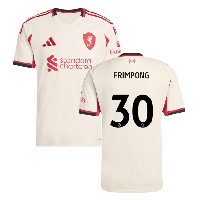 Liverpool 2025-26 FRIMPONG 30 Away Jersey – Cream