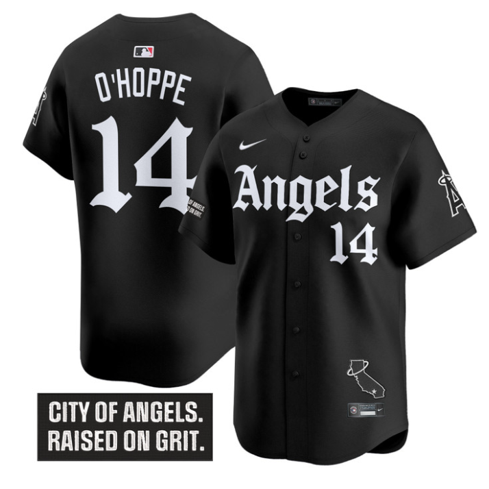 Logan O'Hoppe Jersey #14 Los Angeles Angels Gothic Halo Edition Stitched
