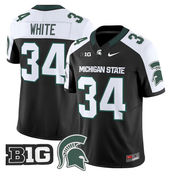 Lorenzo White Jersey #34 Michigan State Spartans 2025 Vapor Stitched
