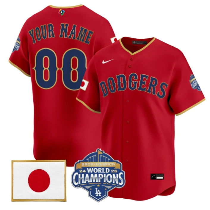 Los Angeles Dodgers Custom Jersey - All Stitched Red