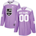Los Angeles Kings Purple Pink Custom Hockey Fights Cancer Practice Jersey Stitched