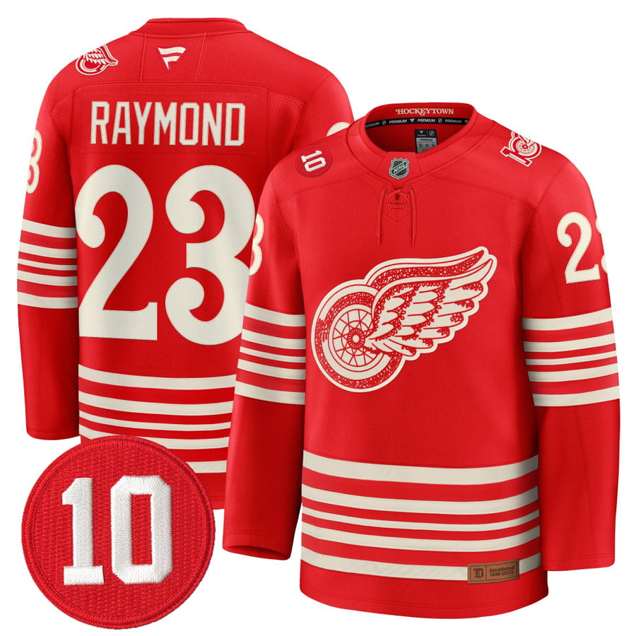 Lucas Raymond Jersey #23 Red Wings #10 Alex Delvecchio Honoring