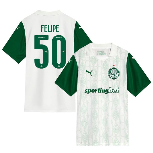 Luis Felipe #50 Palmeiras 2025-26 Away Match Jersey – White