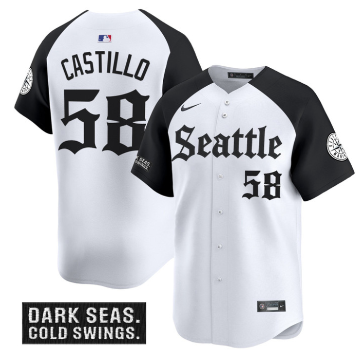 Luis Castillo Jersey #58 Seattle Mariners Deep Sea Gothic Edition Limited Stitched