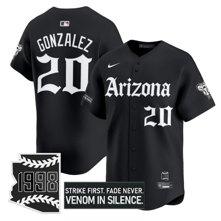Luis Gonzalez Jersey #20 Arizona Diamondbacks Gothic Desert Fang Edition