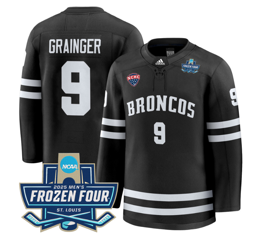 Luke Grainger Jersey #9 Western Michigan Broncos 2025 Frozen Four Patch Stitched