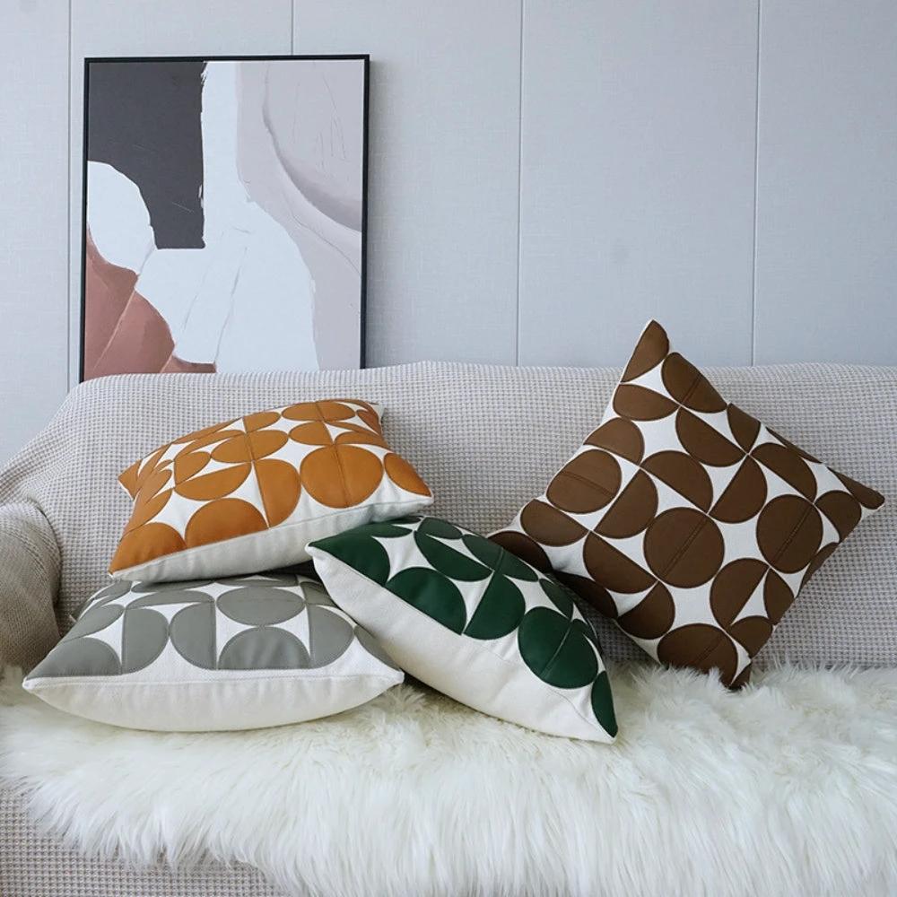 Luxury Embroidered Faux Leather Sofa Cushion Cover