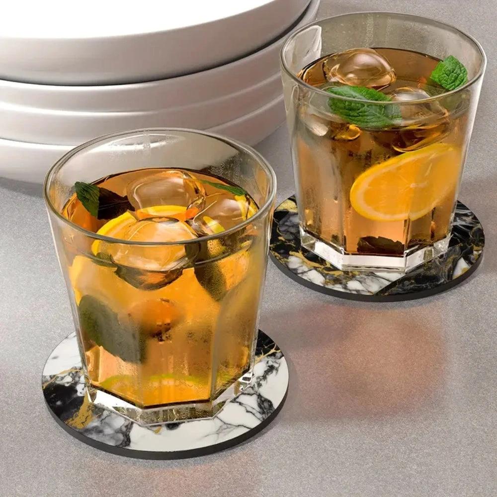 Luxury Marble Effect Drink Coasters | 5pcs Set