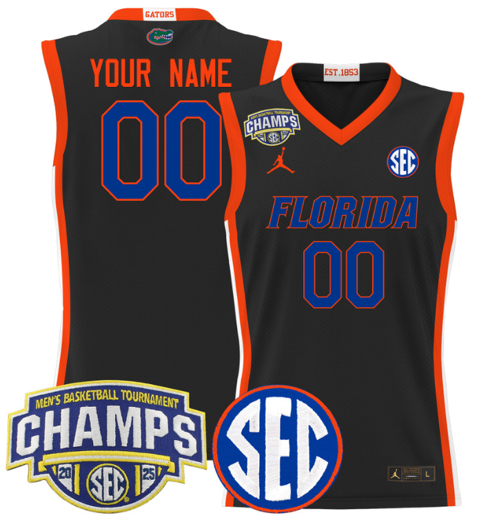 Men Custom Florida Gators Jersey 2025 SEC Champions Stitched Black
