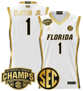 Men Walter Clayton Jr Jersey #1 Florida Gators 2025 SEC Champions White Gold