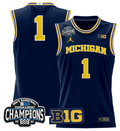 Men Team Jersey #1 Michigan Wolverines 2025 Big Ten Champions Navy