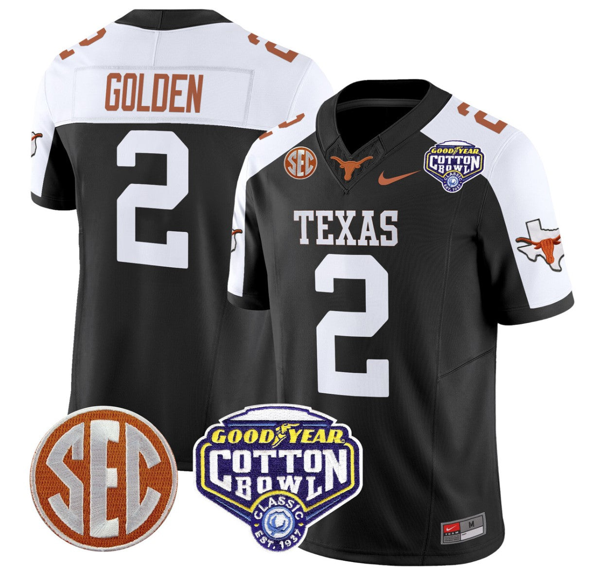 Matthew Golden Jersey #2 Texas Longhorns Cotton Bowl Patch Stitched
