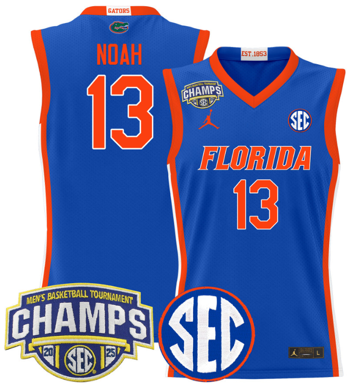 Men Joakim Noah Jersey #13 Florida Gators 2025 SEC Champions Stitched Royal