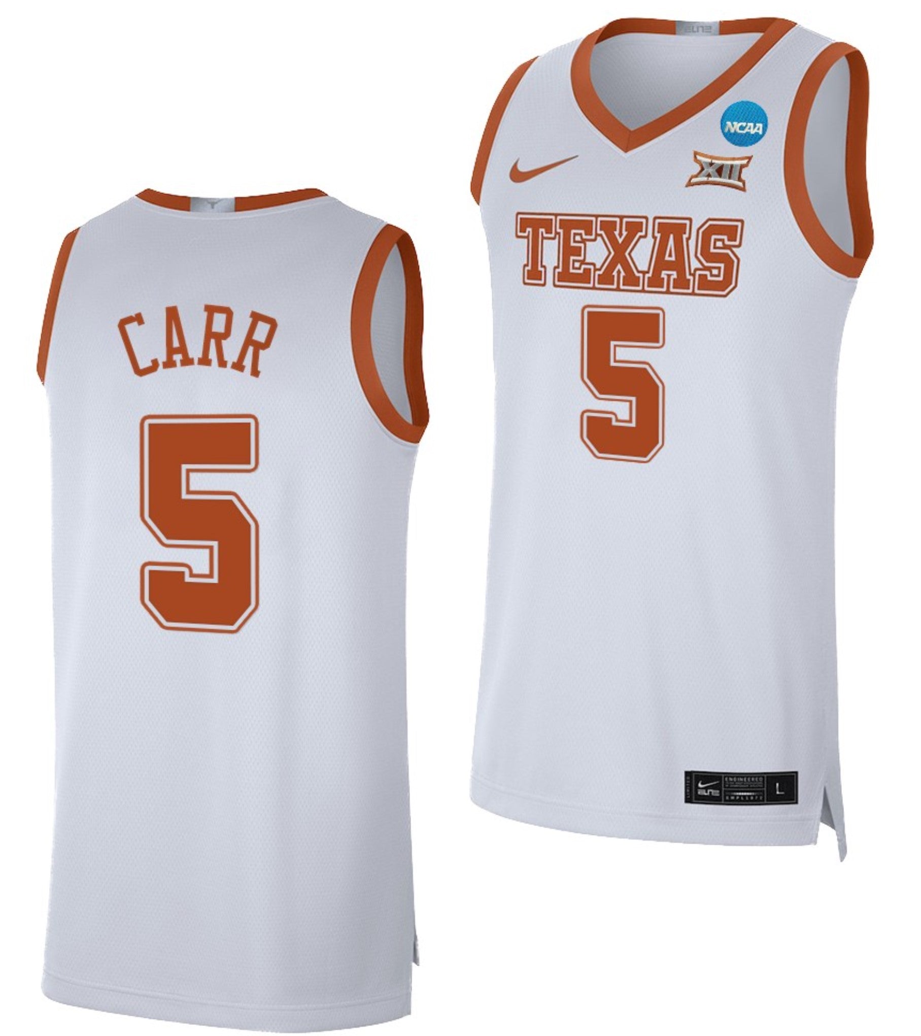 Marcus Carr Jersey Texas Longhorns College Basketball 2023 NCAA March Madness White #5