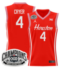 Men L.J. Cryer Jersey #4 Houston Cougar 2025 Big 12 Tournament Champions Red