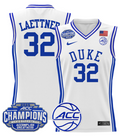 Men Christian Laettner Jersey #32 Duke Blue Devils 2025 ACC Champions White