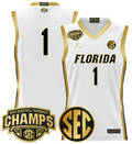 Men Team Jersey #1 Florida Gators 2025 SEC Champions Stitched White Gold