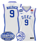 Men Khaman Maluach Jersey #9 Duke Blue Devils 2025 ACC Champions Stitched White