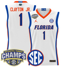 Men Walter Clayton Jr Jersey #1 Florida Gators 2025 SEC Champions Stitched White