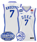 Men Kon Knueppel Jersey #7 Duke Blue Devils 2025 ACC Champions Stitched White