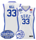 Men Grant Hill Jersey #33 Duke Blue Devils 2025 ACC Champions Stitched White