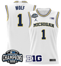 Men Danny Wolf Jersey #1 Michigan Wolverines 2025 Big Ten Champions White
