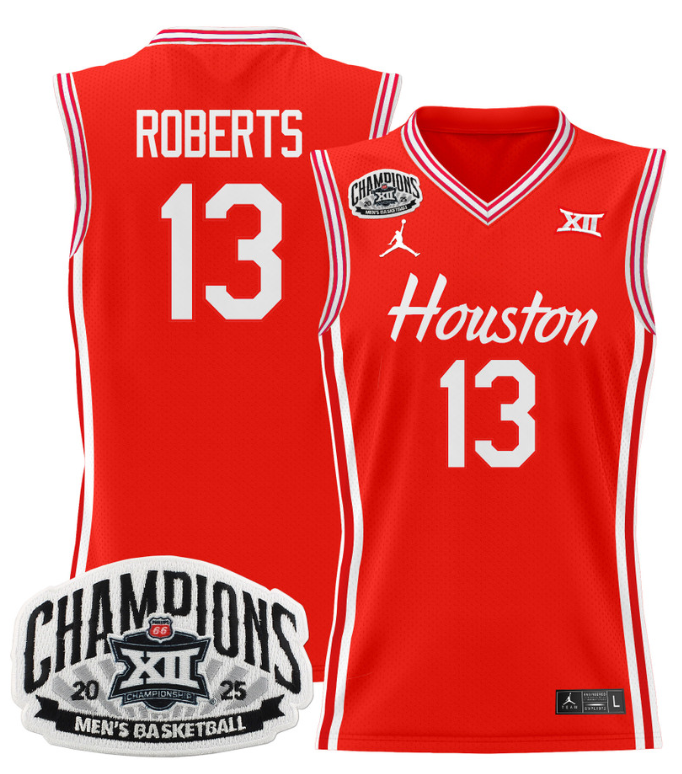 Men J'Wan Roberts Jersey #13 Houston Cougar 2025 Big 12 Champions Stitched Red