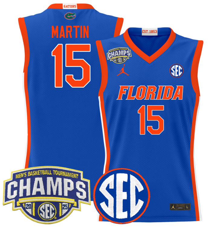 Men Alijah Martin Jersey #15 Florida Gators 2025 SEC Champions Stitched Royal