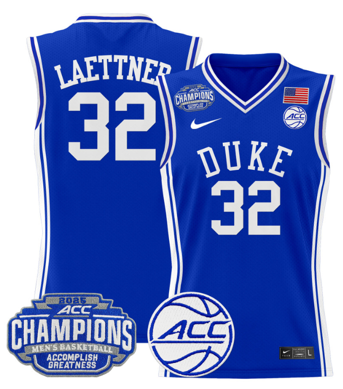 Men Christian Laettner Jersey #32 Duke Blue Devils 2025 ACC Champions Royal